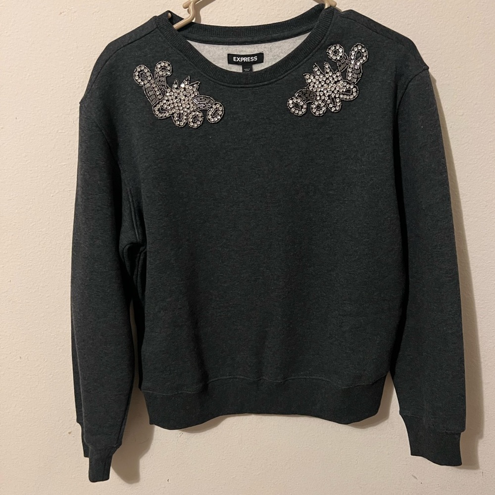 Express embellished sweater gray